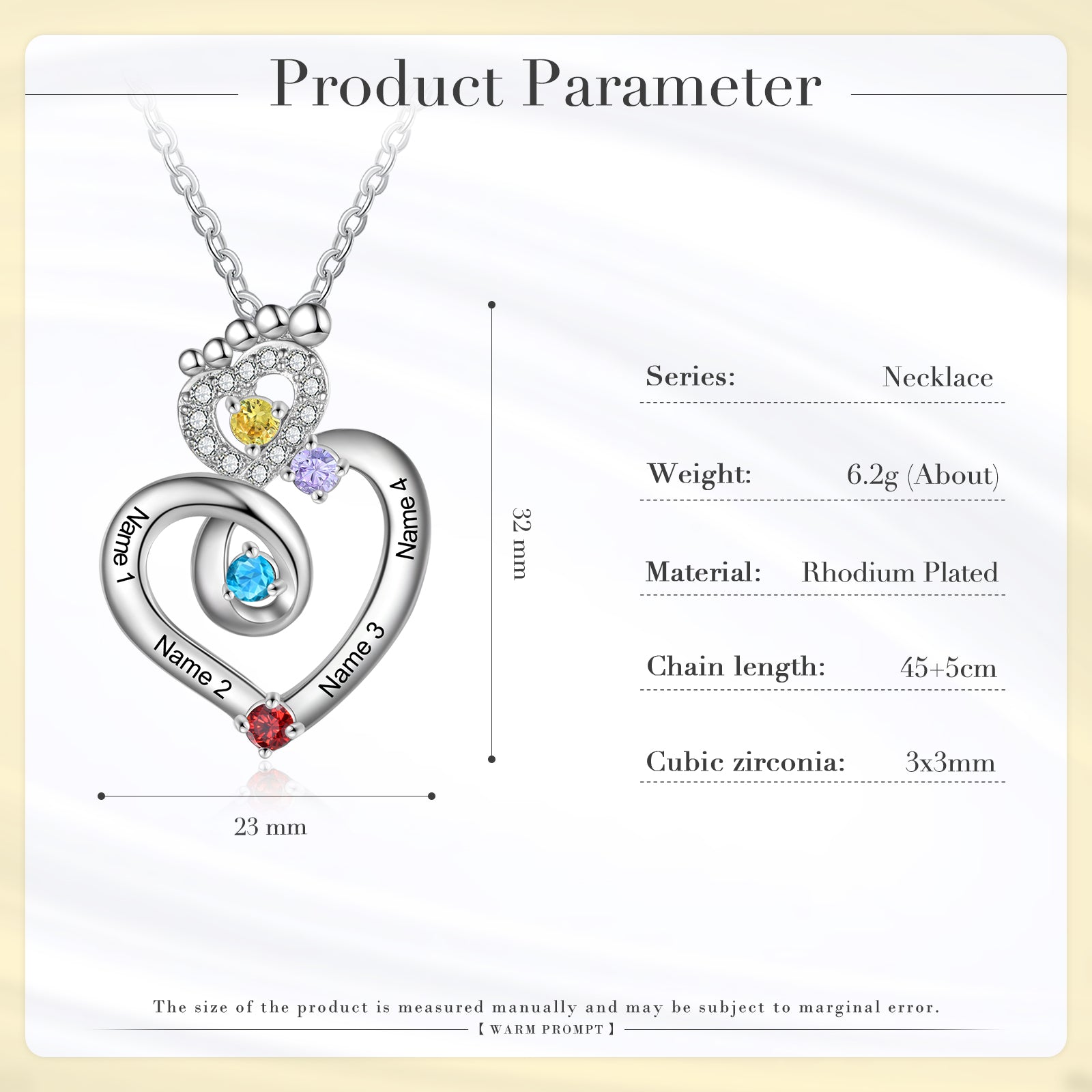 earrings with names, Heart necklace with rhodium-plated heart pendant, cubic zirconia, engraved names