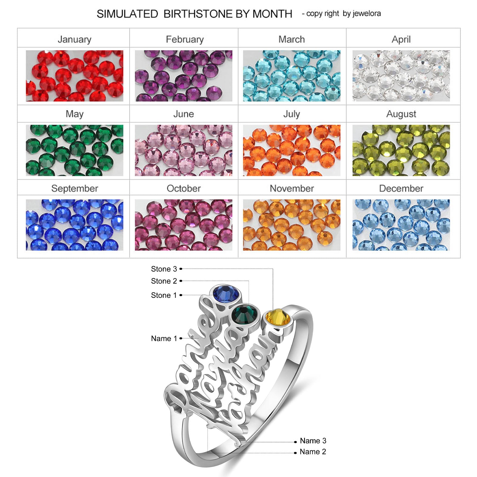 Custom Three Names Ring