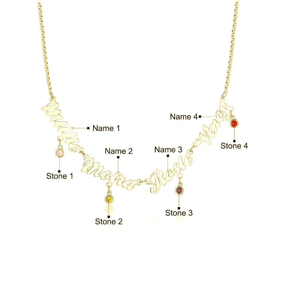 Custom Birthstone Name Necklace