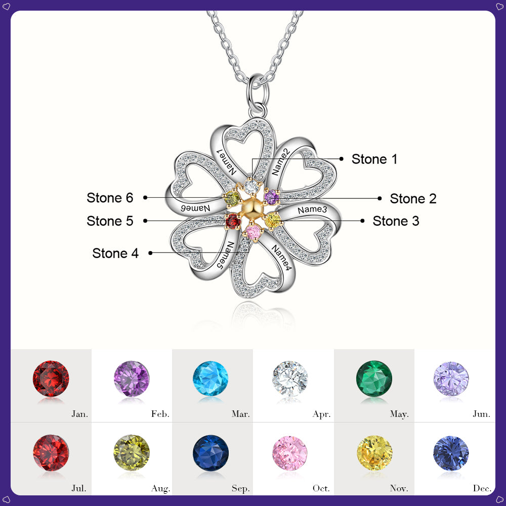 S925 Silver Heart Shape Flower Pendant Necklace