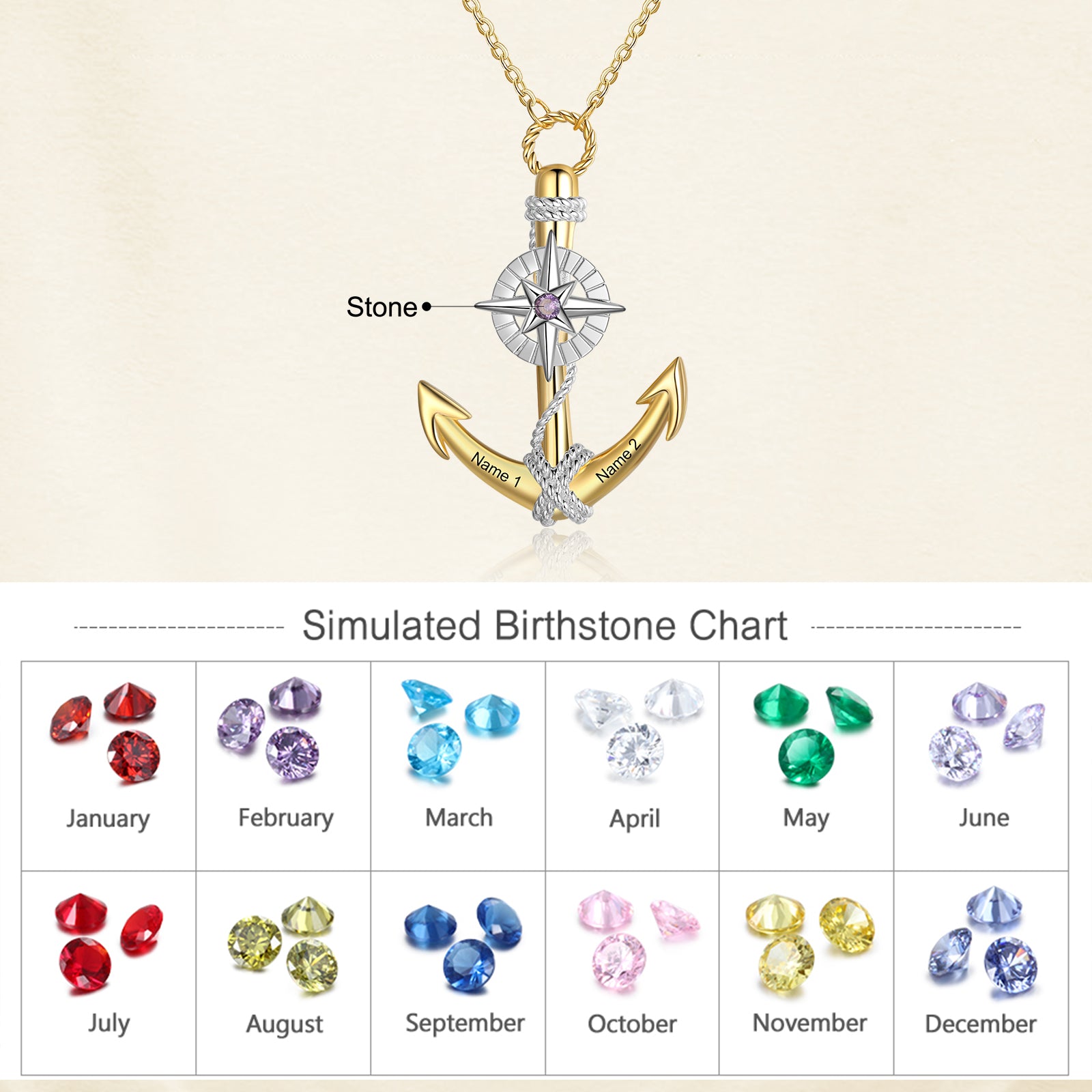 Personalized Demon Eye Eight-pointed Star Anchor Necklace