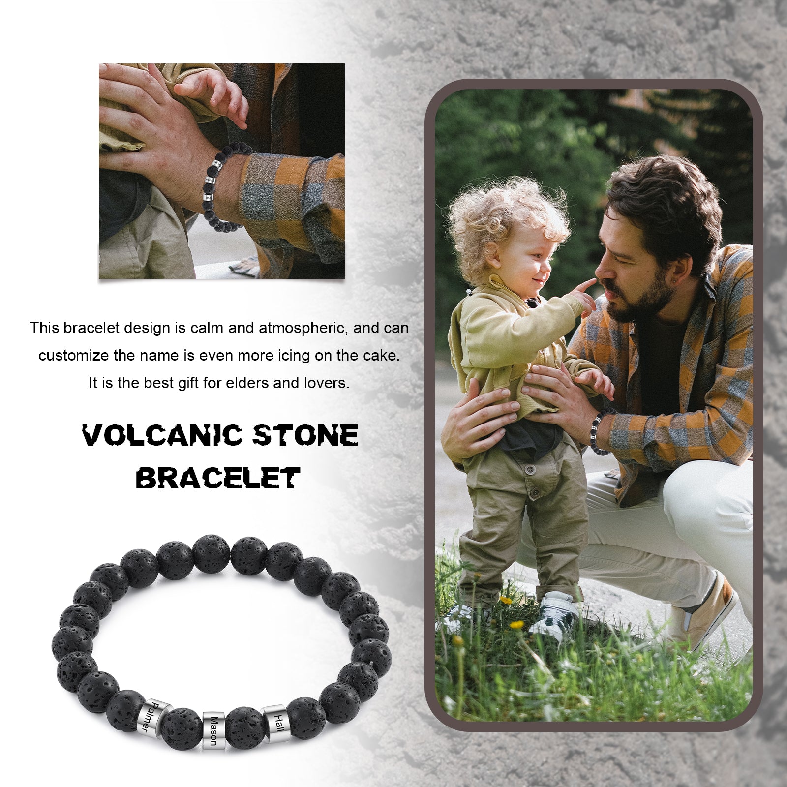 name necklace , Personalized bracelet with black beads and silver accents, ideal unique gift