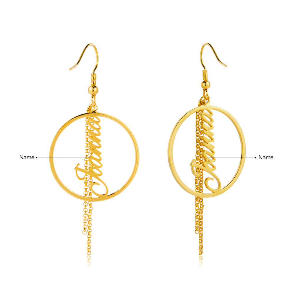 gifting keychain, Gold hoop earrings with "Jewelry" chain, perfect personalized jewelry gift.