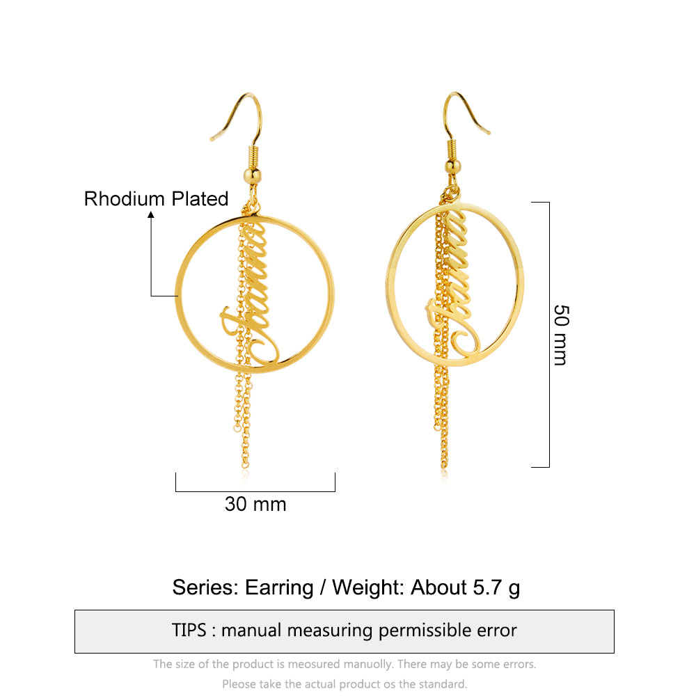 bead bracelet, Gold-colored rhodium earrings with chains, ideal for personalized jewelry lovers.