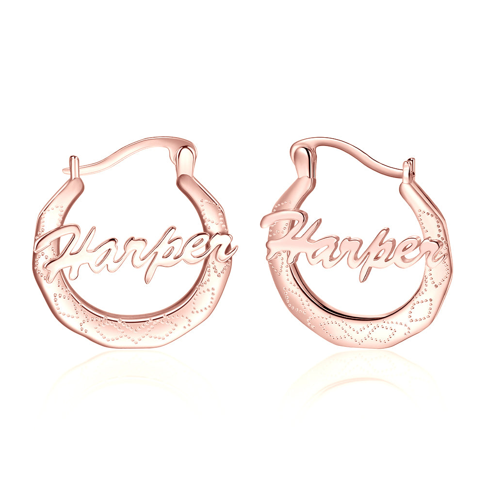 Rose gold earrings gift featuring "Harper" personalized jewelry design