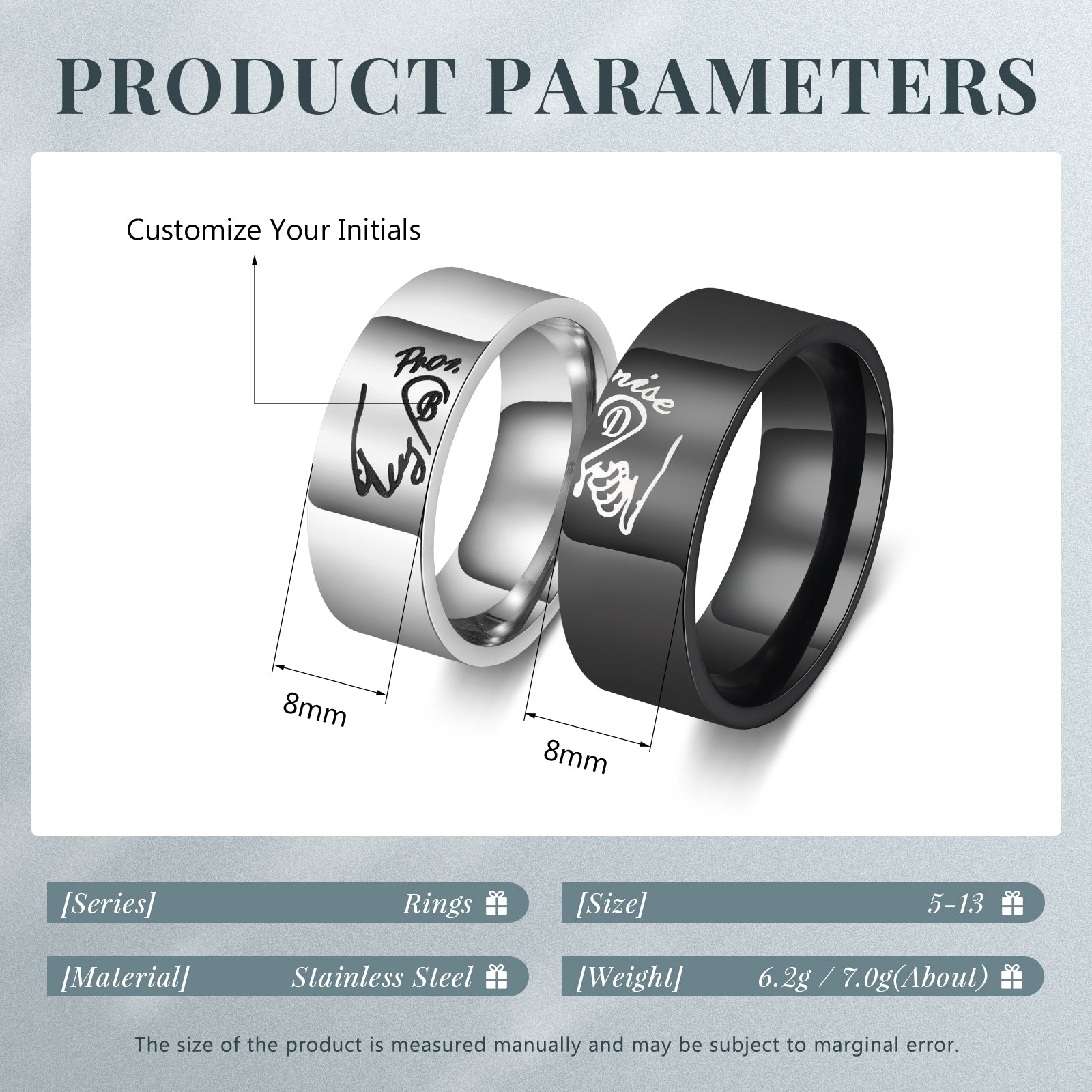 Custom Stainless Steel Couple Ring