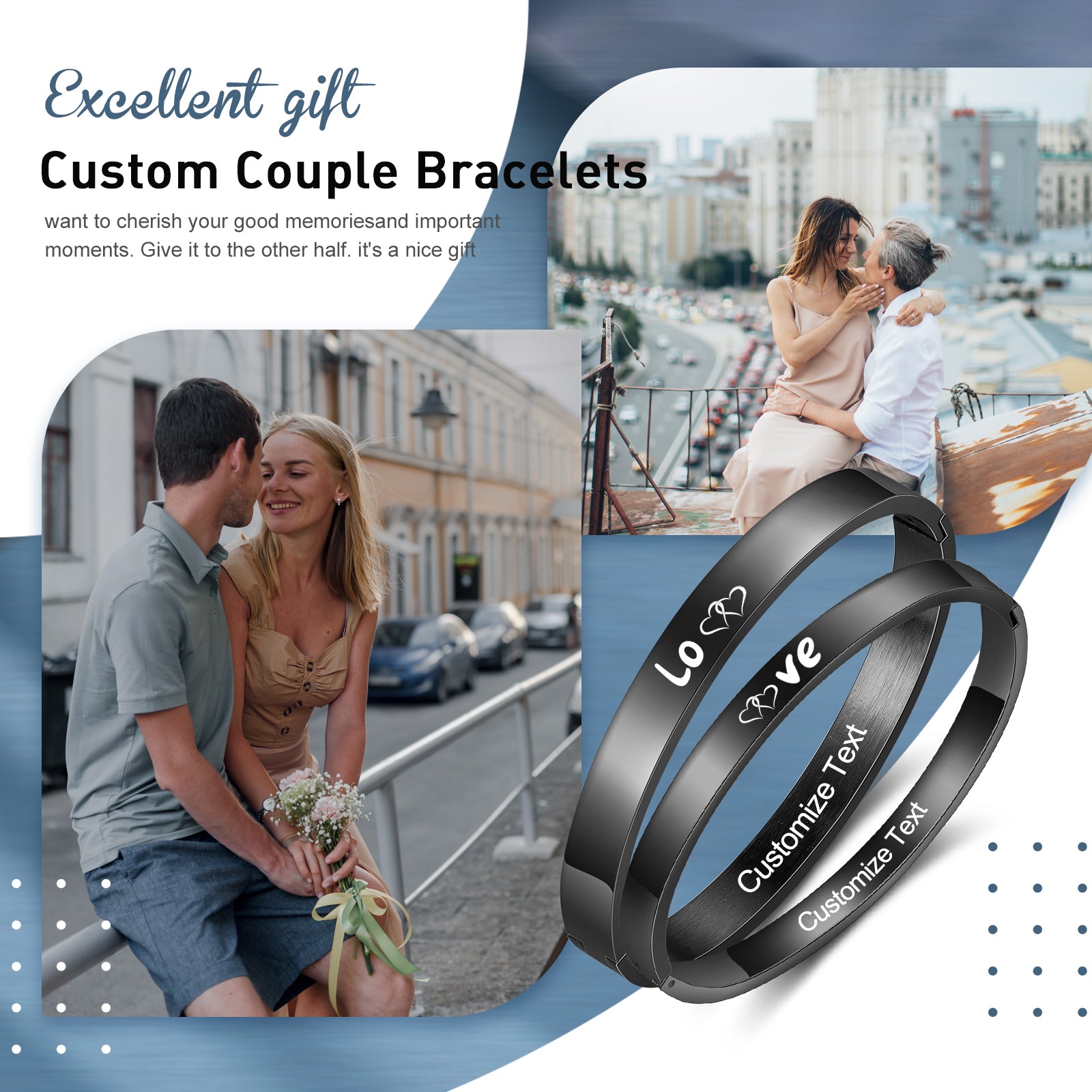 christmas necklace, Custom couple bracelets with "Love" engraving, romantic gift for cherishing moments.