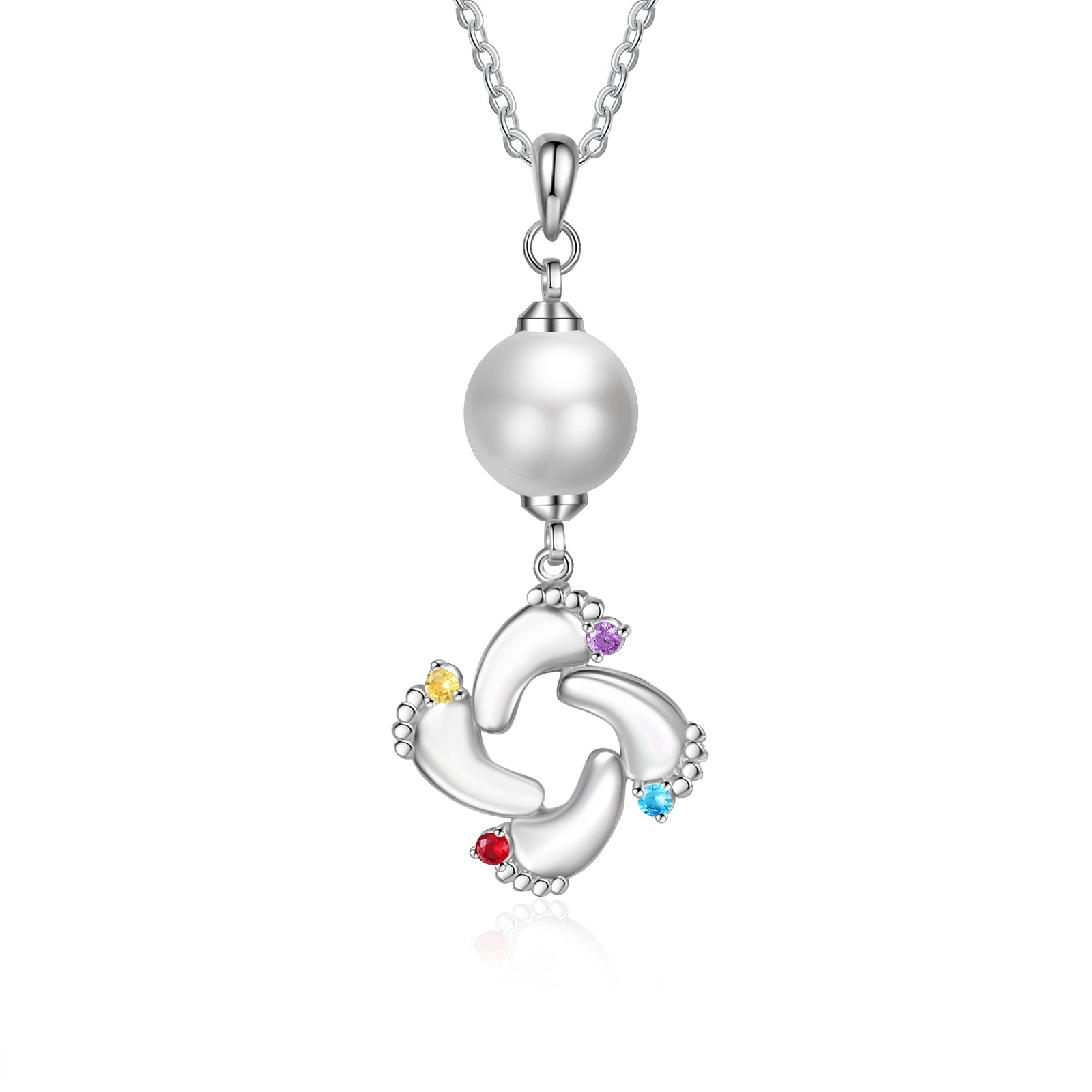 Custom Baby Feet Necklace with Pearl