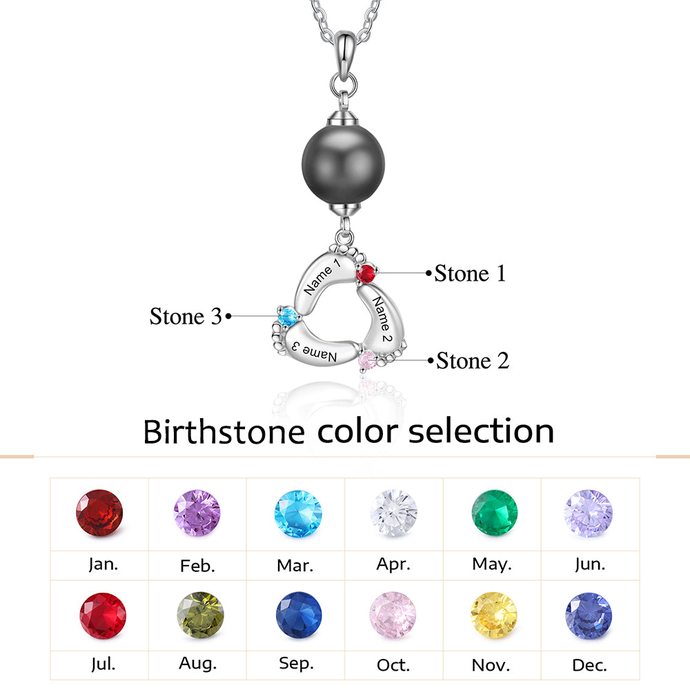 Custom Baby Feet Necklace with Pearl