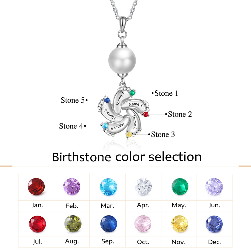 Custom Baby Feet Necklace with Pearl