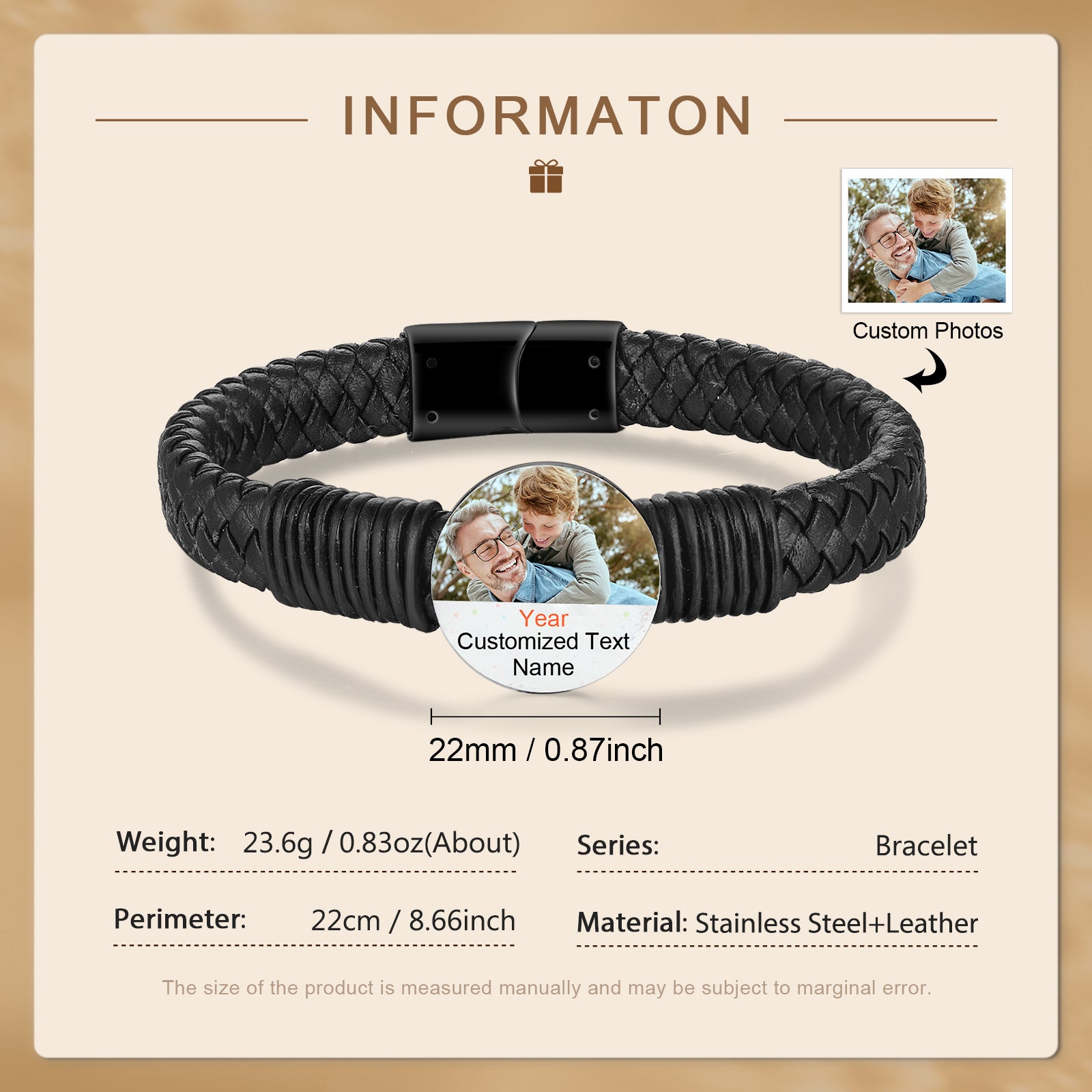 Custom Photo Leather Bracelet