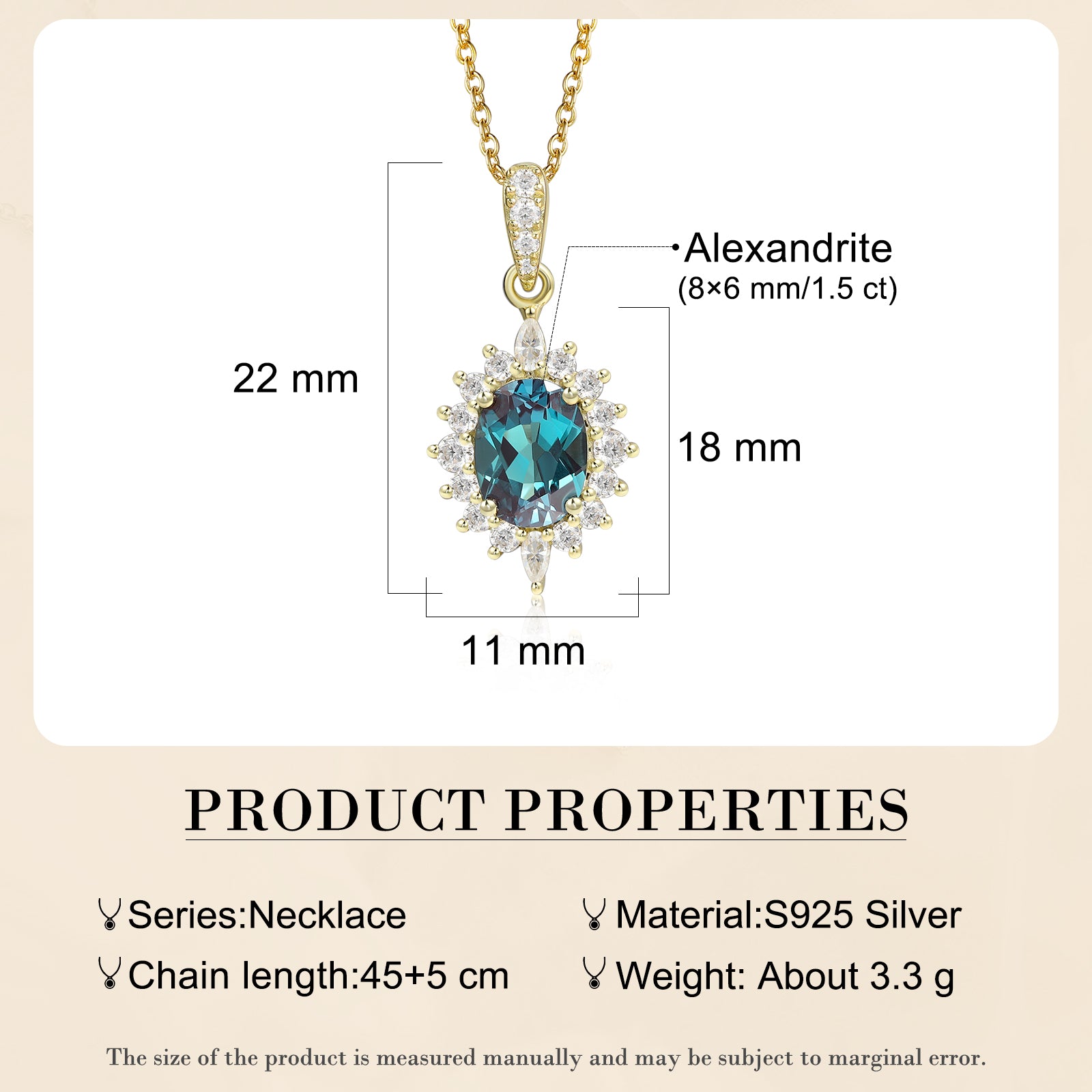 925 Sterling Silver Lab Alexandrite Necklace