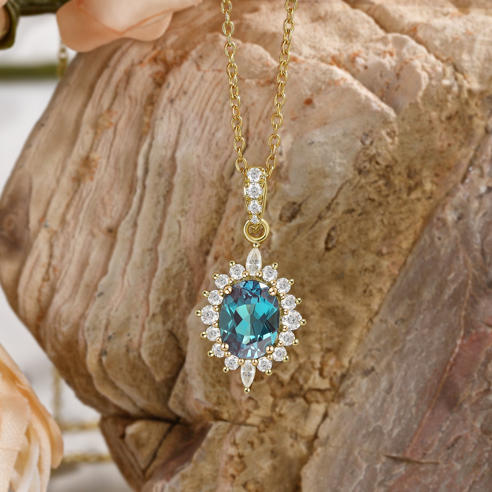 925 Sterling Silver Lab Alexandrite Necklace