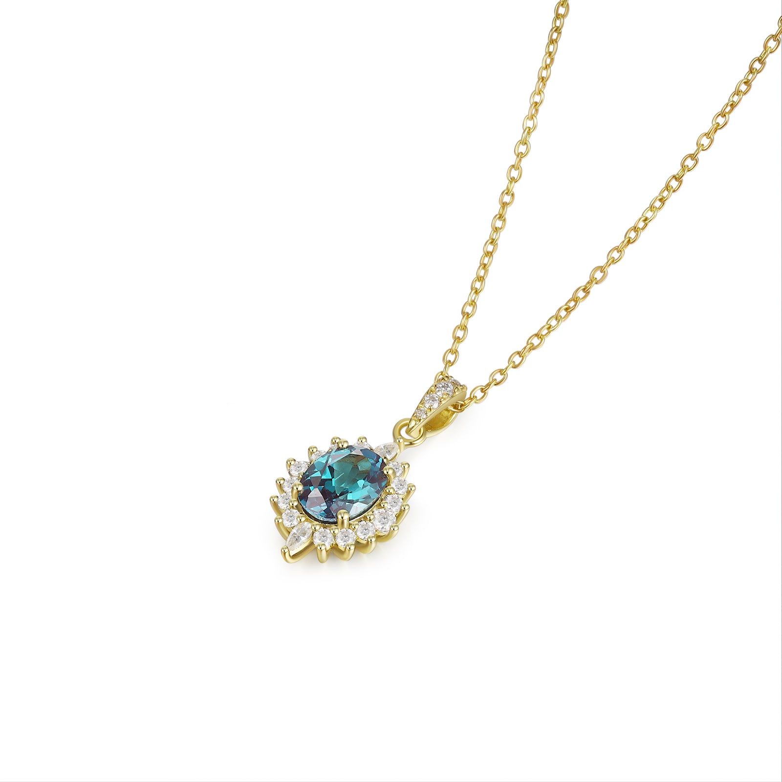 925 Sterling Silver Lab Alexandrite Necklace