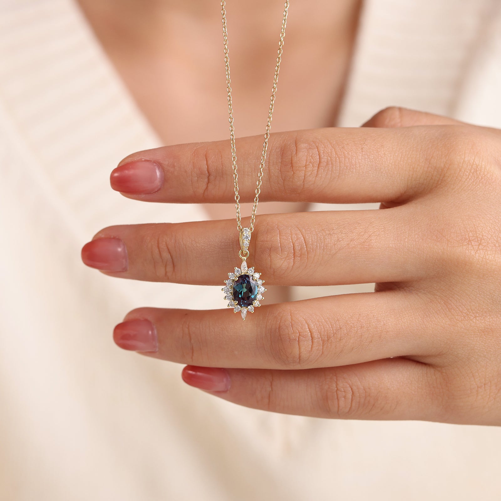 925 Sterling Silver Lab Alexandrite Necklace