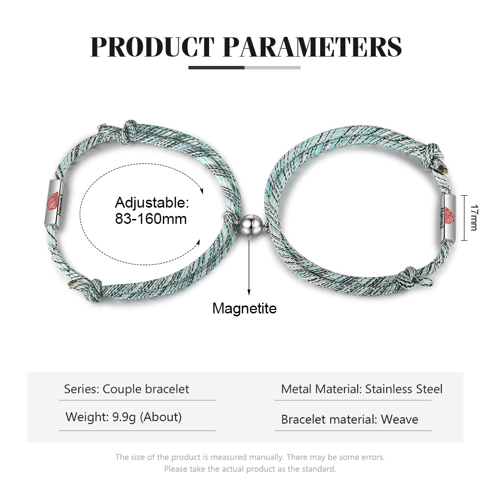 birth stone bracelet, Couple bracelet with magnetic clasp, stainless steel, adjustable from 83-160mm.