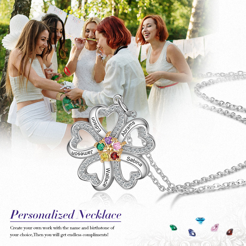 S925 Silver Heart Shape Flower Pendant Necklace