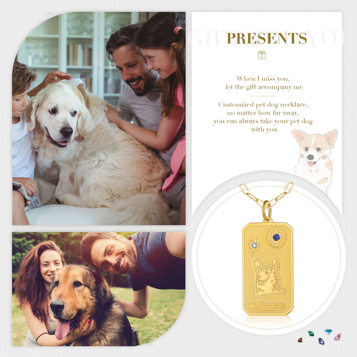18K Gold Plated Rhodium Plated Animal Dog Pendant Necklace