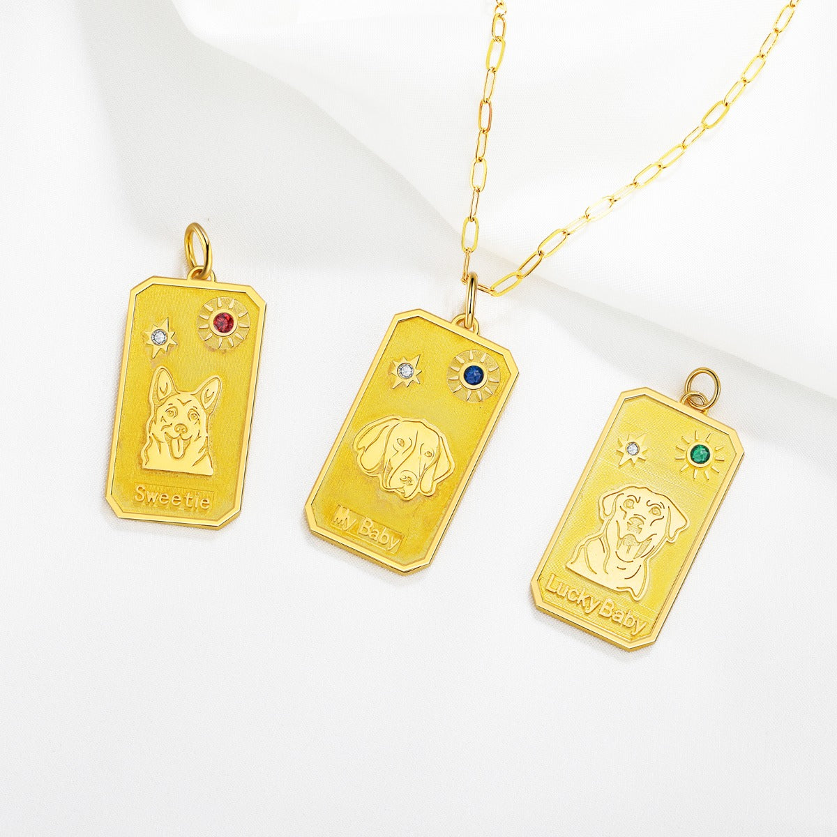 18K Gold Plated Rhodium Plated Animal Dog Pendant Necklace