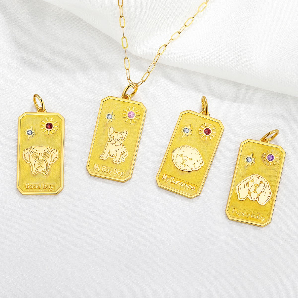 18K Gold Plated Rhodium Plated Animal Dog Pendant Necklace