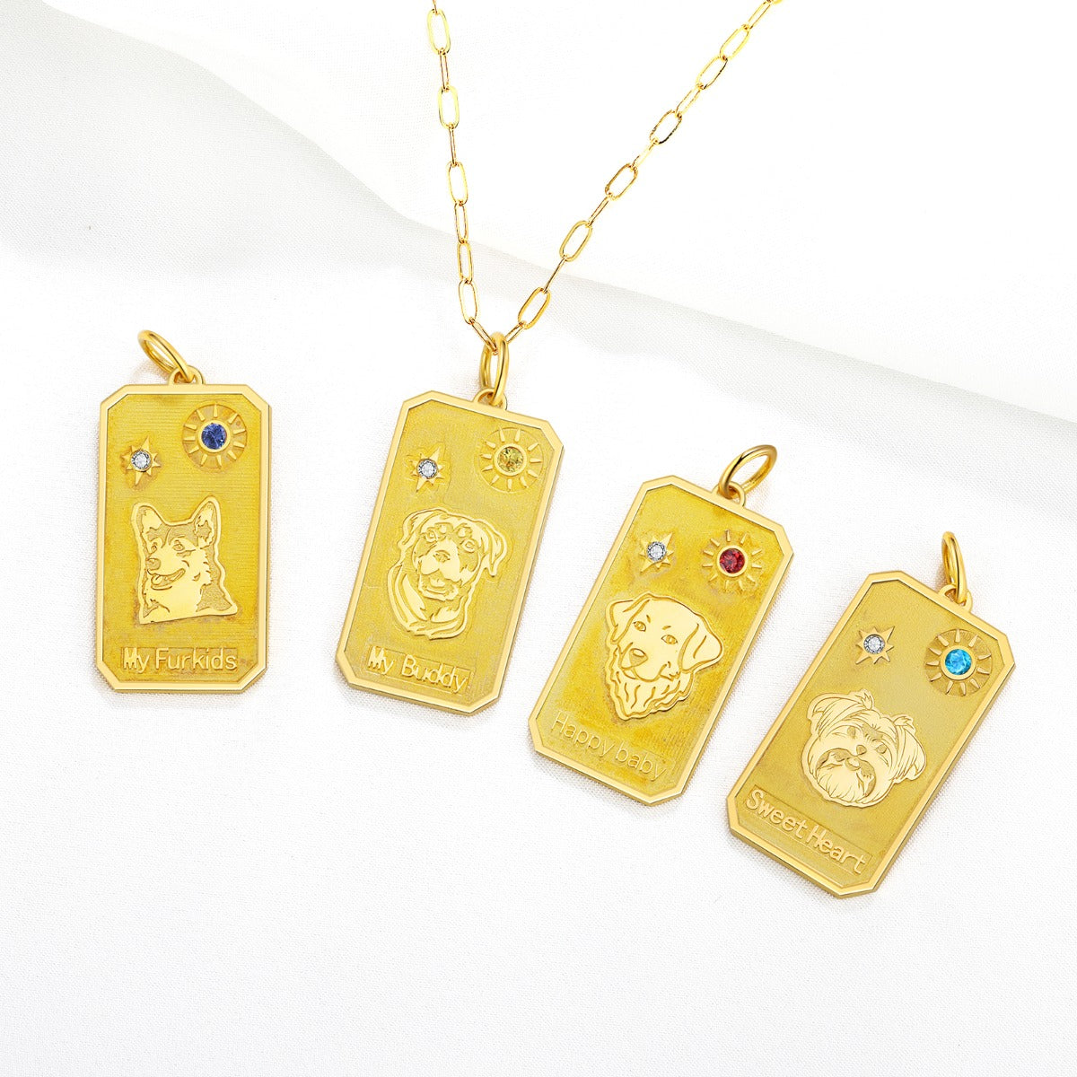 18K Gold Plated Rhodium Plated Animal Dog Pendant Necklace