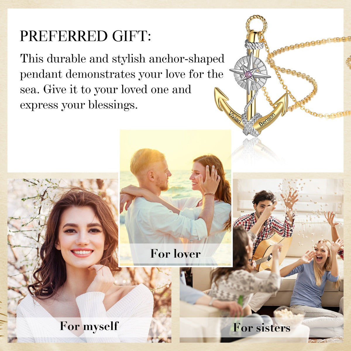 Personalized Demon Eye Eight-pointed Star Anchor Necklace