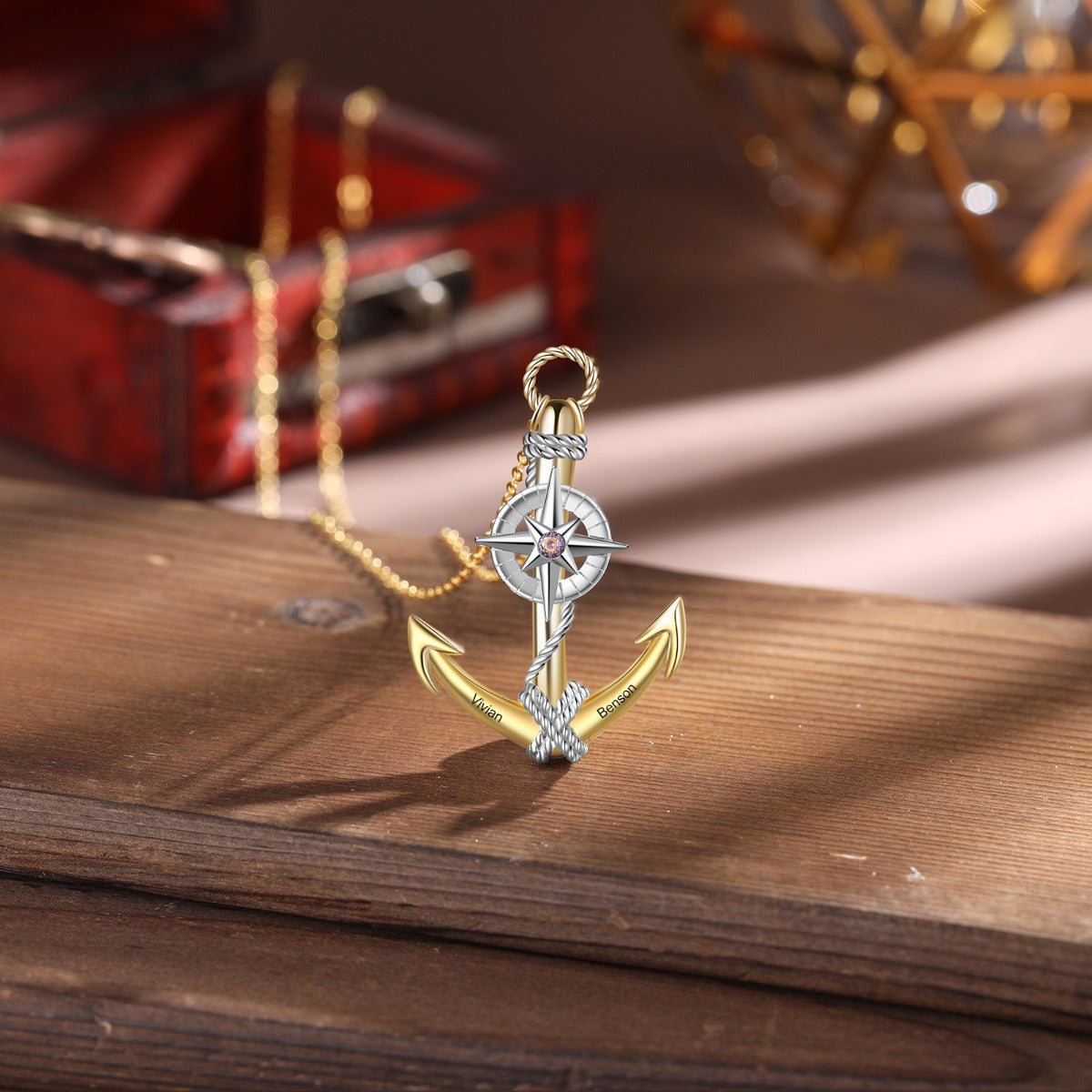 Personalized Demon Eye Eight-pointed Star Anchor Necklace