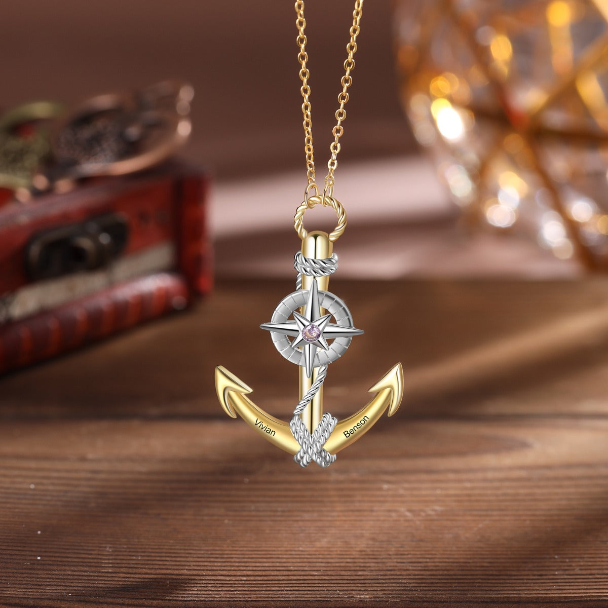 Personalized Demon Eye Eight-pointed Star Anchor Necklace