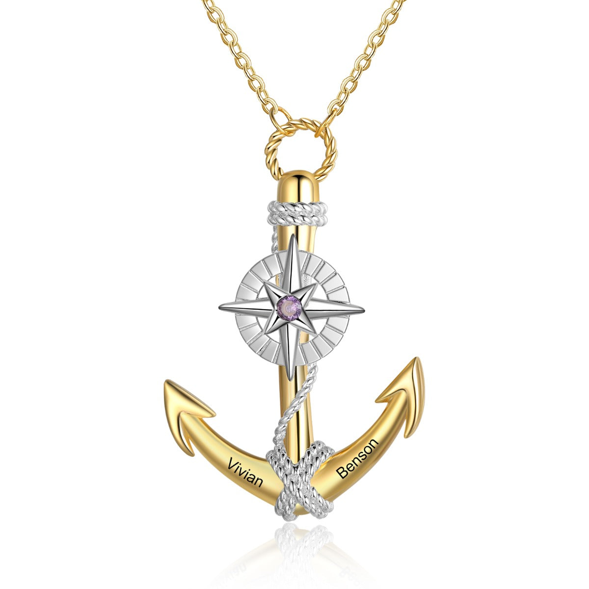 Personalized Demon Eye Eight-pointed Star Anchor Necklace