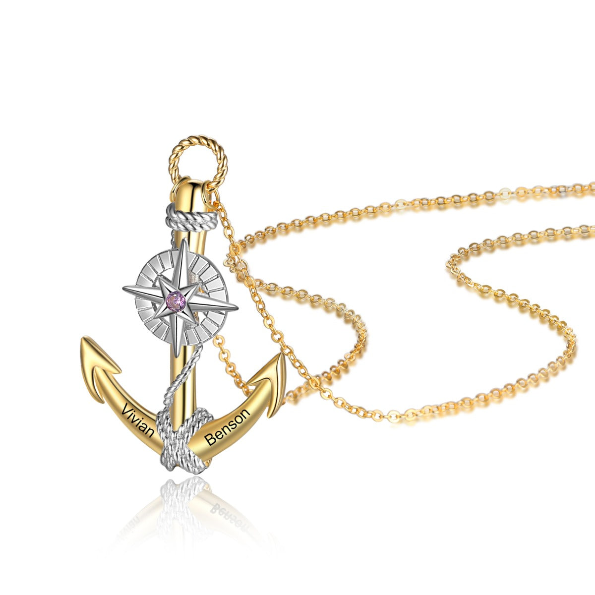 Personalized Demon Eye Eight-pointed Star Anchor Necklace