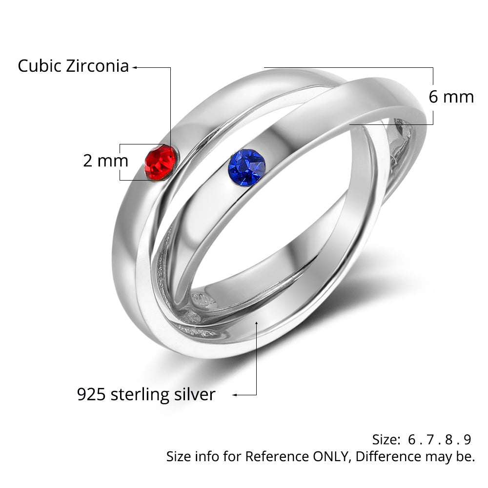 925 Sterling Silver Double Ring with Personalized Names