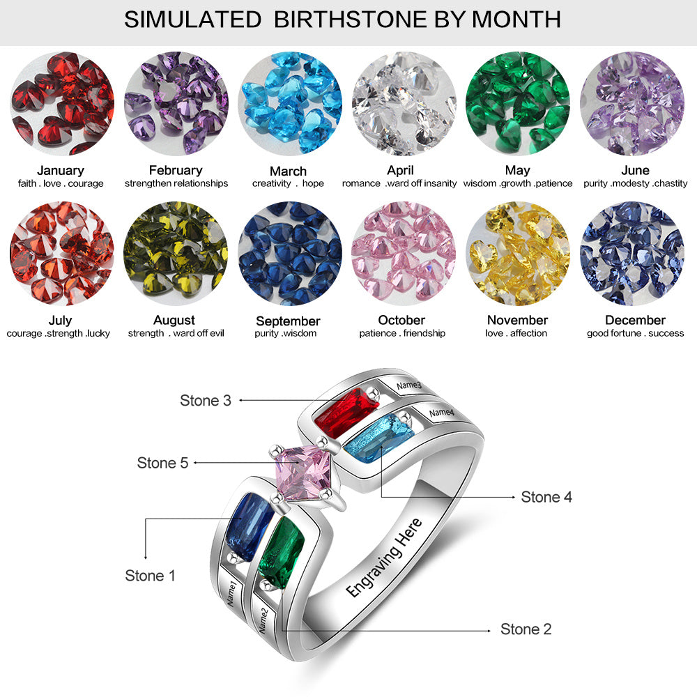925 Sterling Silver Birthstone Rings