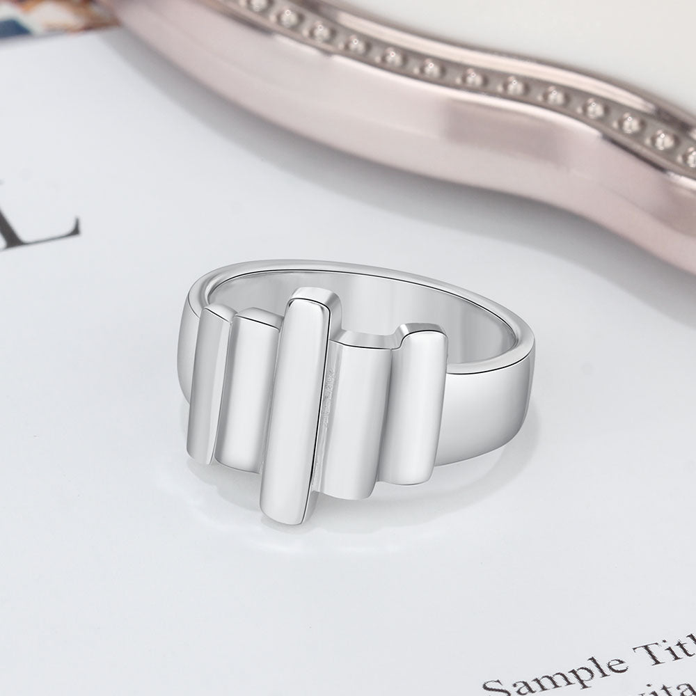 Birthstone & Engraved Sterling Silver Ring
