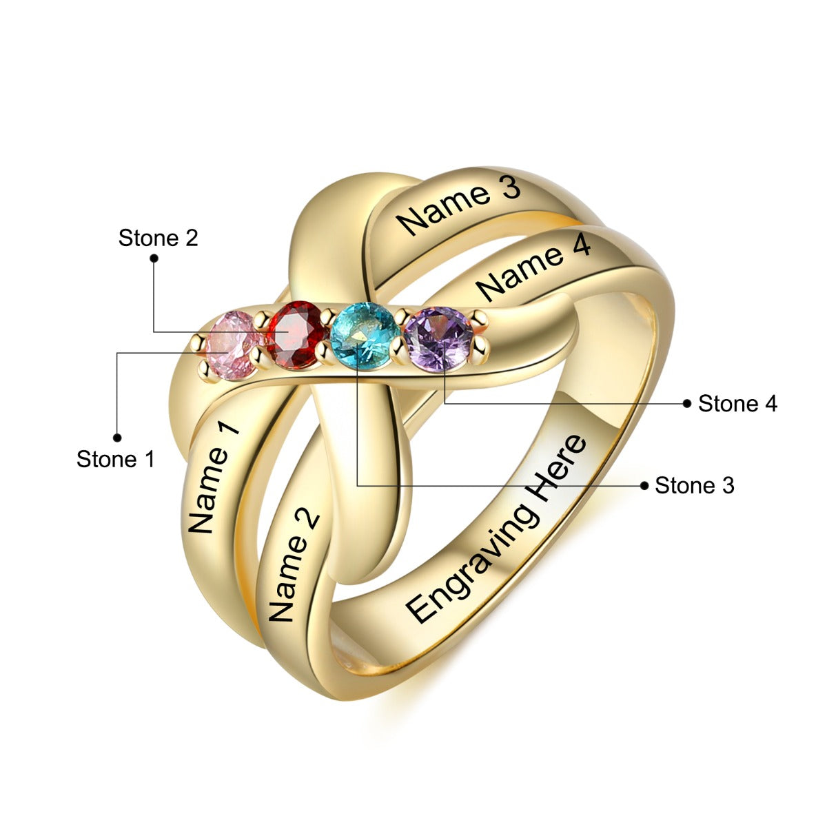 Rhodium Plated Knot Ring