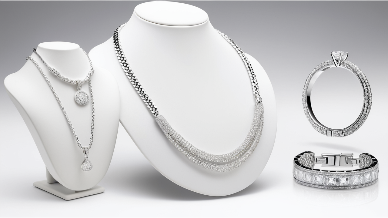 Jewelry Sales: silver necklace with photo inside, bracelet, and gemstone ring