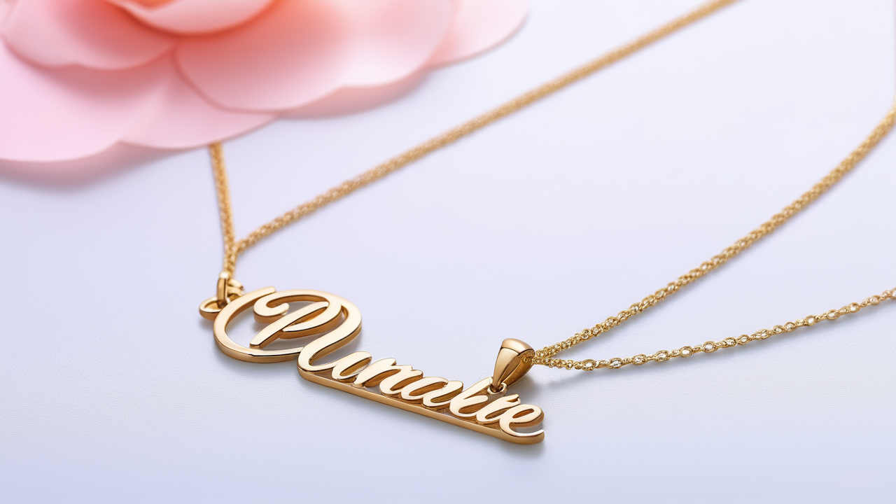 Personalized Name Necklace with Gold Heart Pendant, perfect for keychain gifts