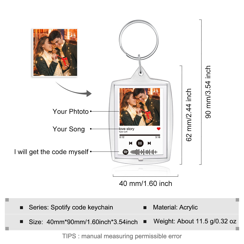 Personalized Photo Acrylic Spotify Code Key Chain