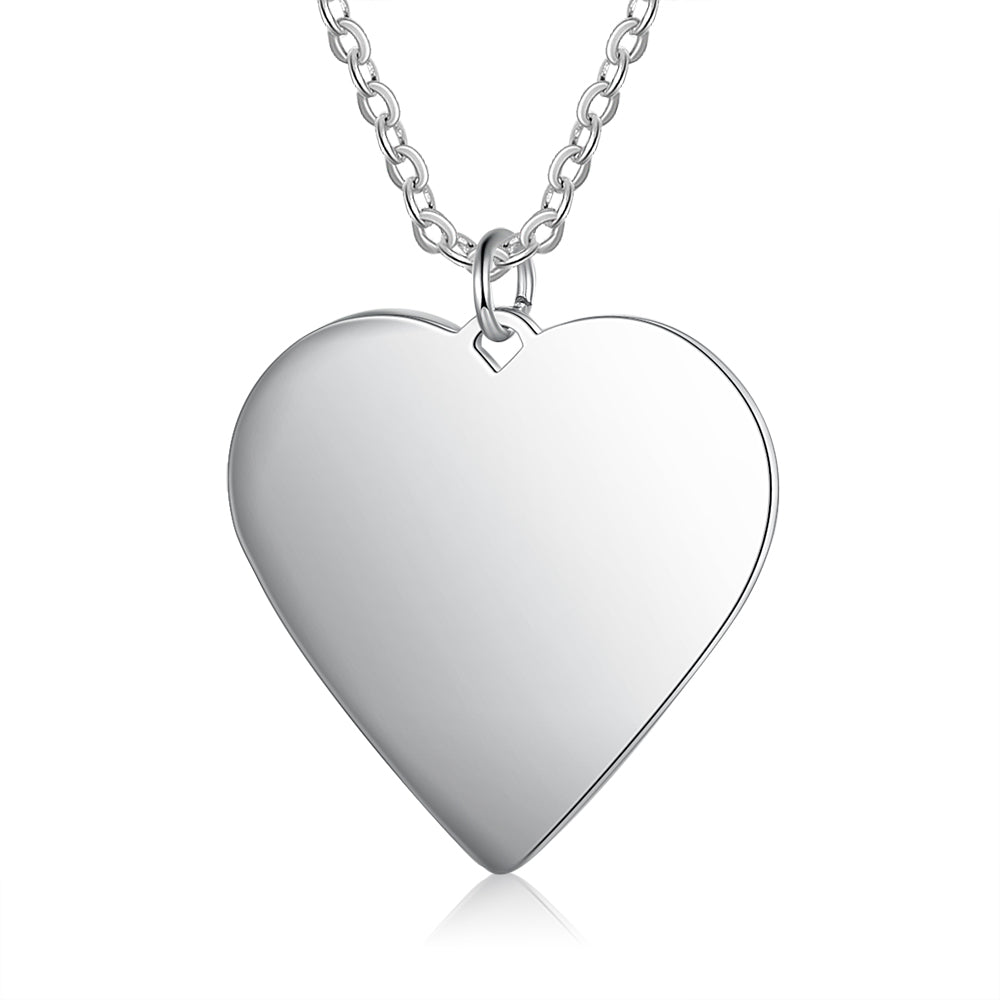 stone bead necklace, Silver heart pendant medical alert necklace on silver chain against white background