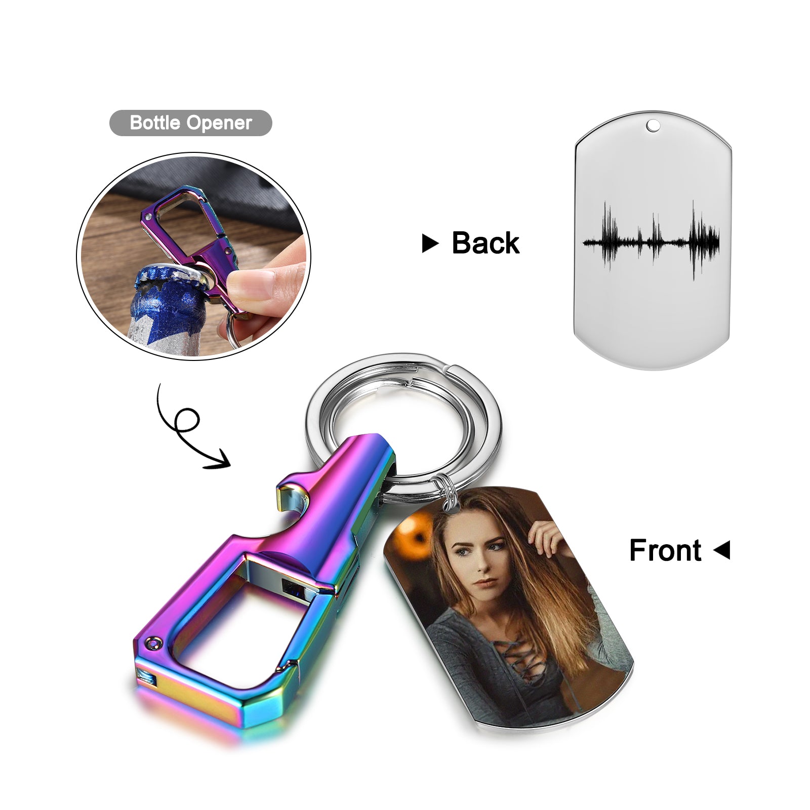 Custom Stainless Steel Photo Keychain