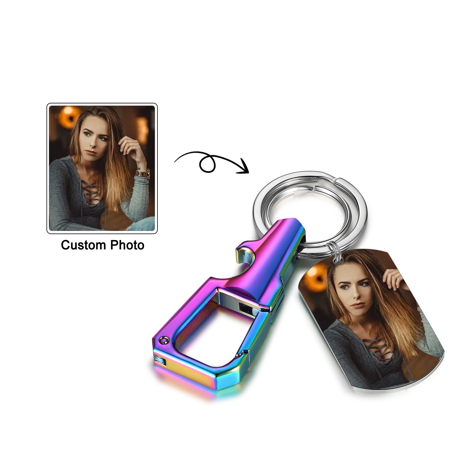 Custom Stainless Steel Photo Keychain