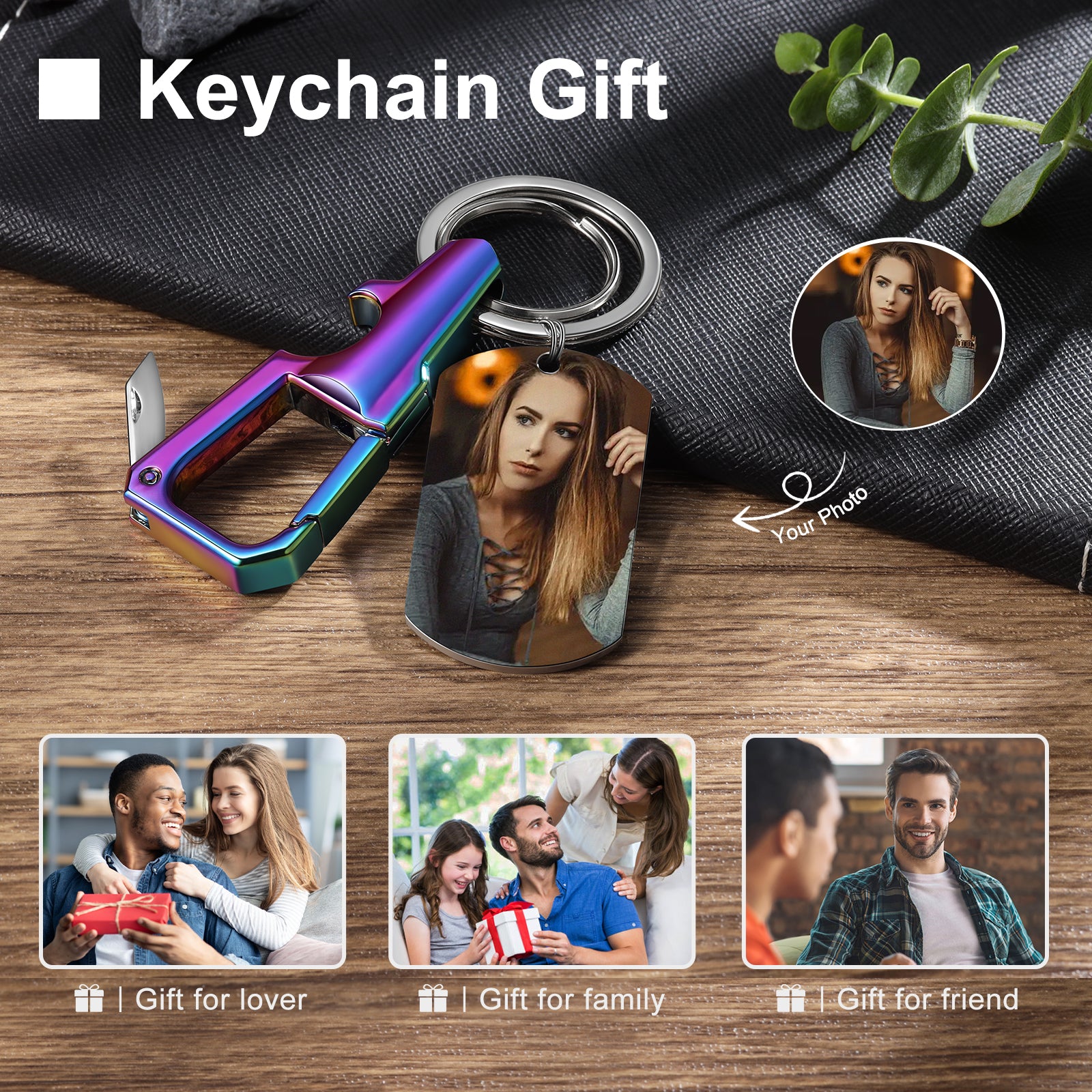 Custom Stainless Steel Photo Keychain