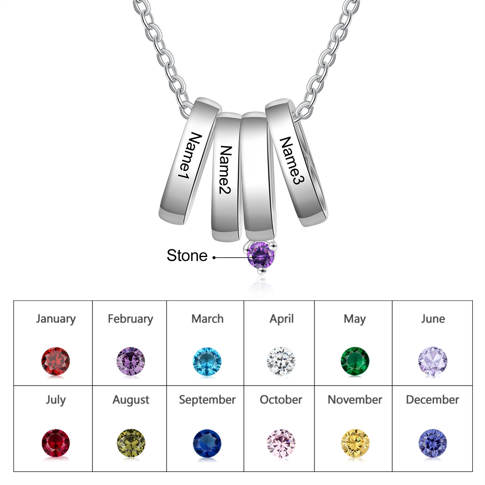 Rhodium Plated Custom Ring Name Necklace