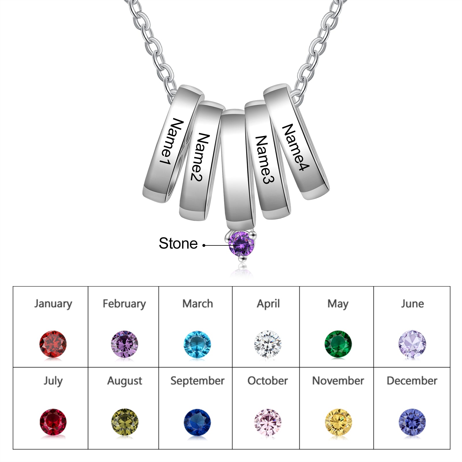 Rhodium Plated Custom Ring Name Necklace