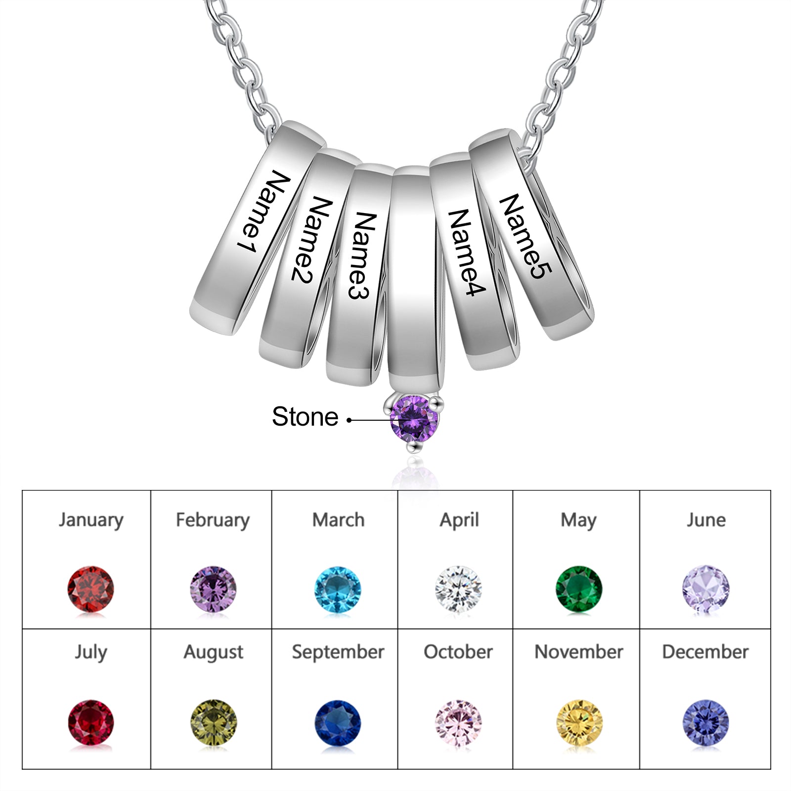 Rhodium Plated Custom Ring Name Necklace