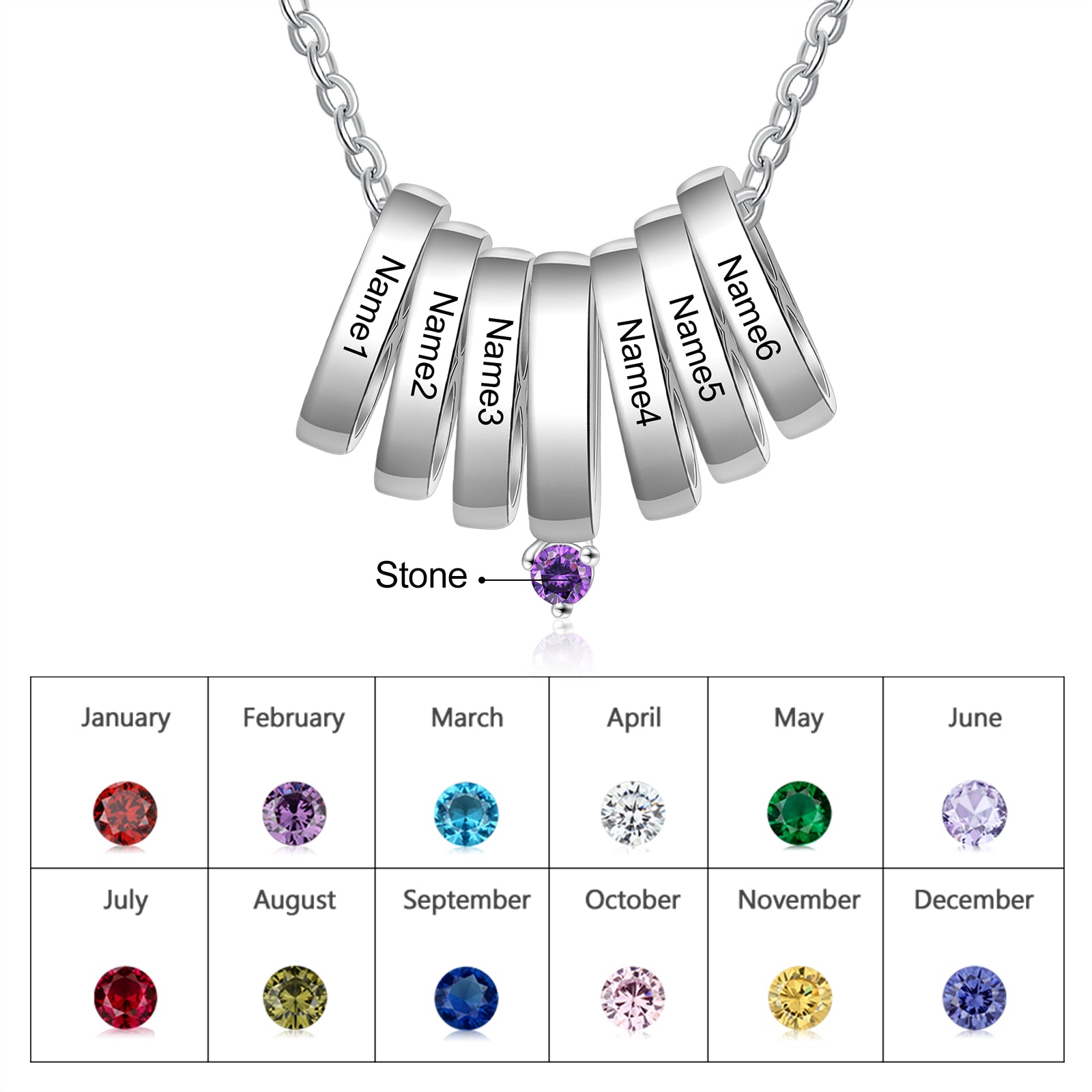 Rhodium Plated Custom Ring Name Necklace