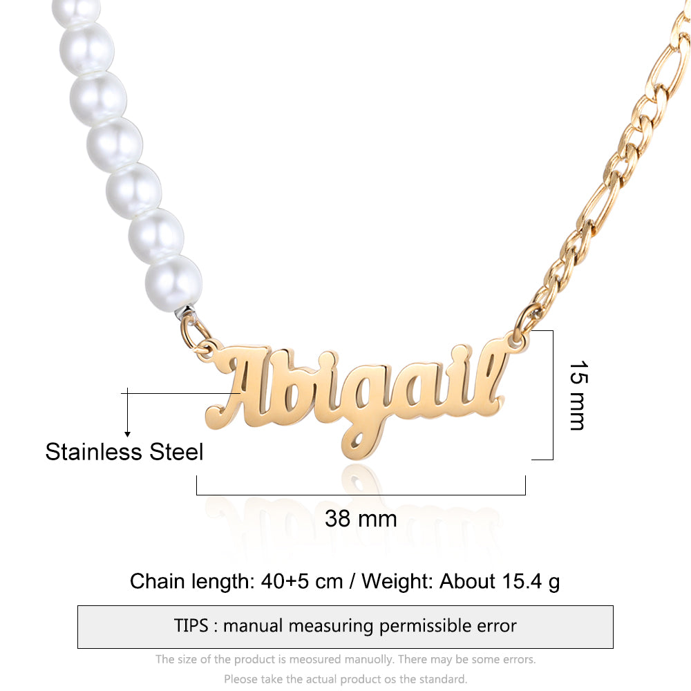 Personalized Stainless Steel Pearl Name Necklace