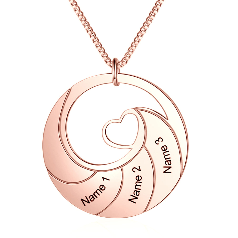 earrings with names, Rose Gold Personalized Necklace with Heart Cut-Out and Engravings