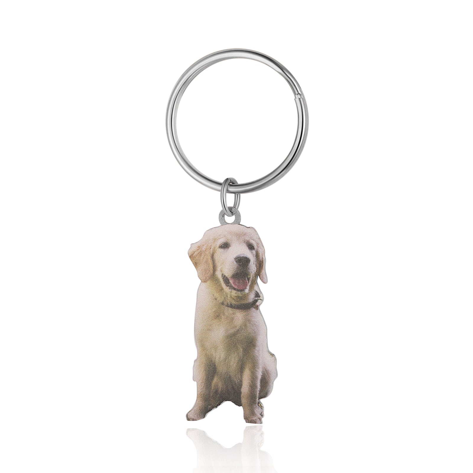 custom pet keychain featuring Custom Animal Photo Keychain of golden retriever puppy