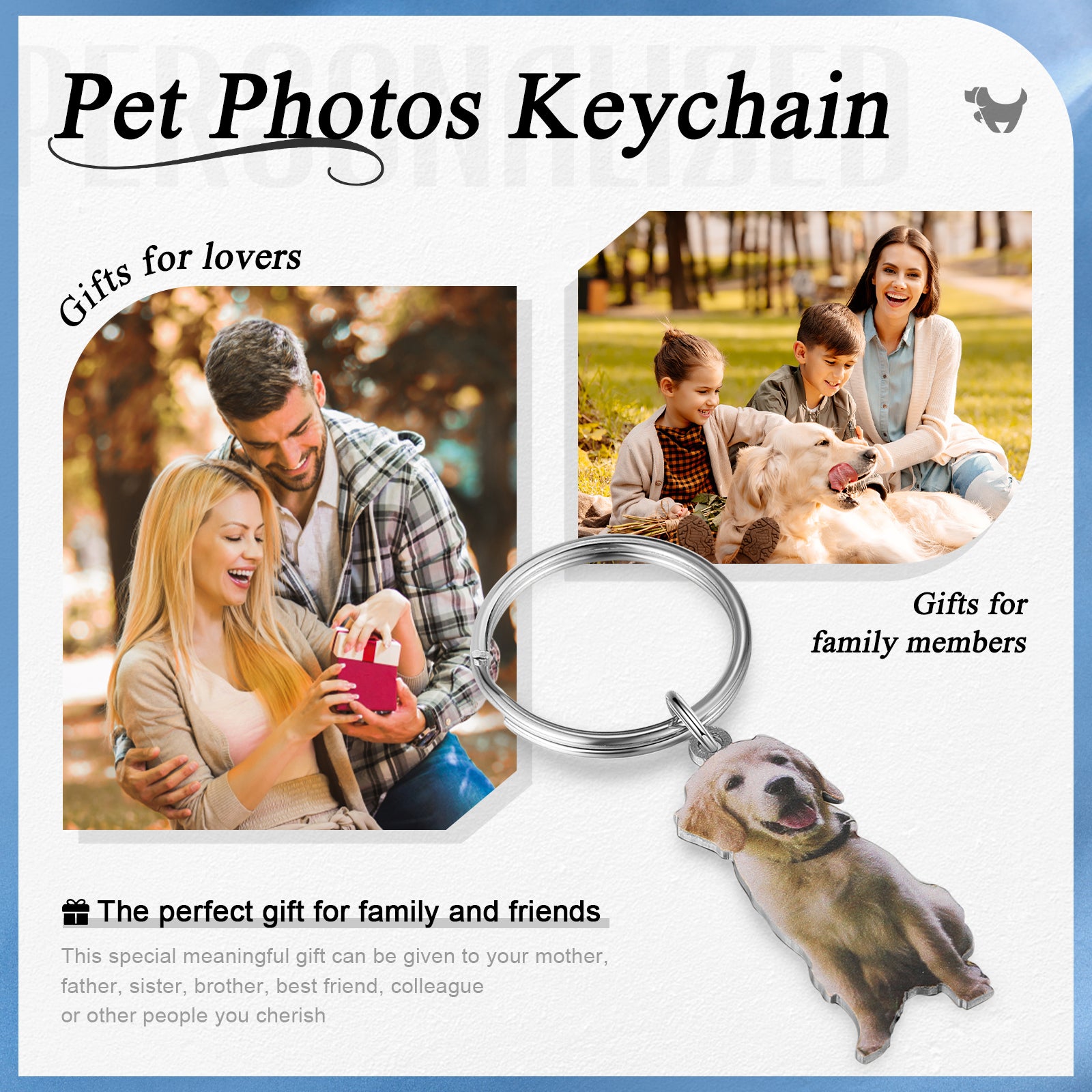 Custom Animal Photo Keychain - personalized custom pet keychain, perfect sentimental gift.