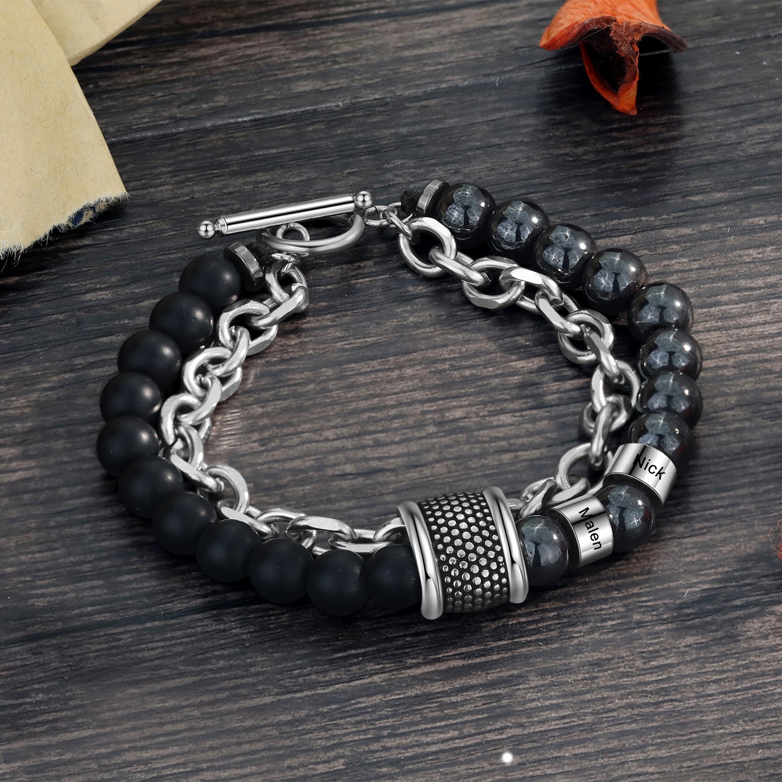 Engraved Name Haematite Bracelet